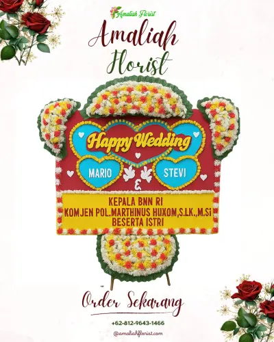 Karangan Papan Bunga Pernikahan di Saba
